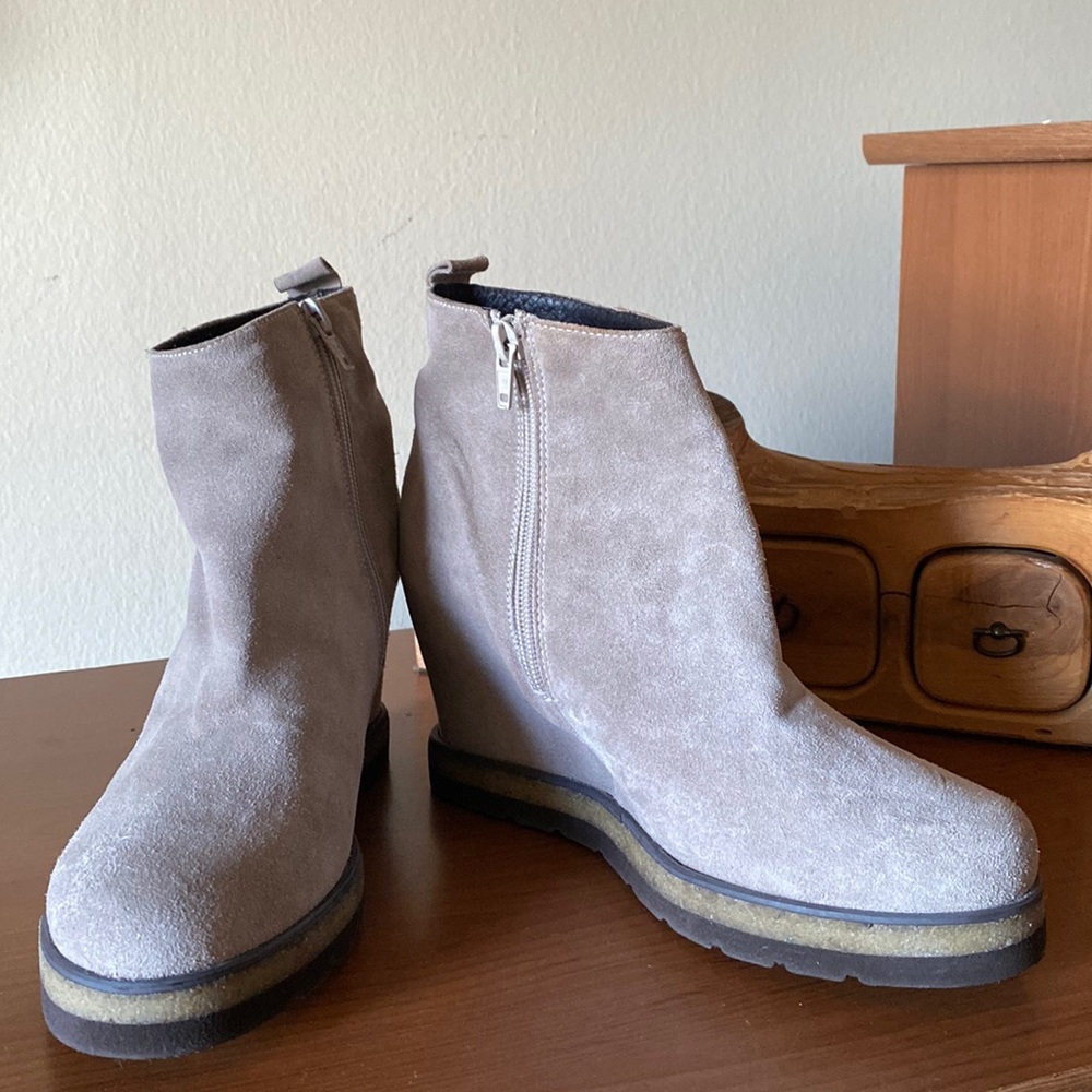 The Shoe Box Suede Wedge Booties